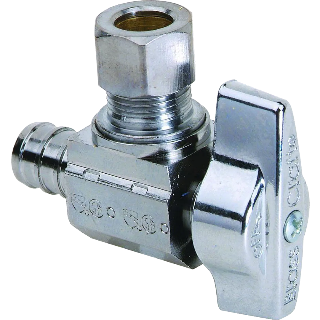 Chrome Plated Pex Ball Valves - 90° Angle, Pex x Comp. Chrome Plated Pex Ball Valves - 90° Angle, Pex x Comp.