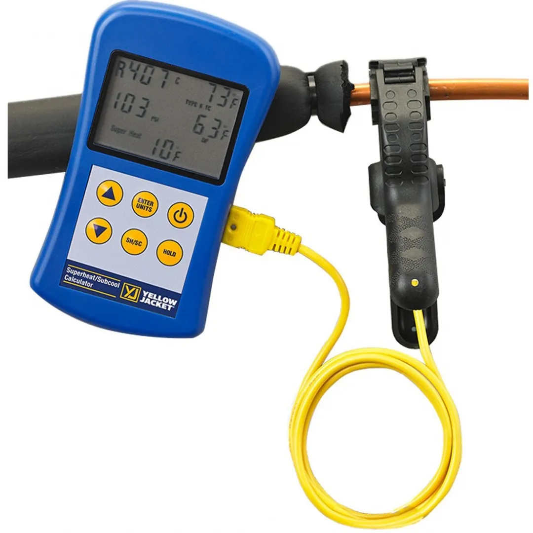 YELLOW JACKET YELLOW JACKET Super Heat/Sub Cool Calculator w/ Thermometer and P/T Chart YELLOW JACKET YELLOW JACKET Super Heat/Sub Cool Calculator w/ Thermometer and P/T Chart