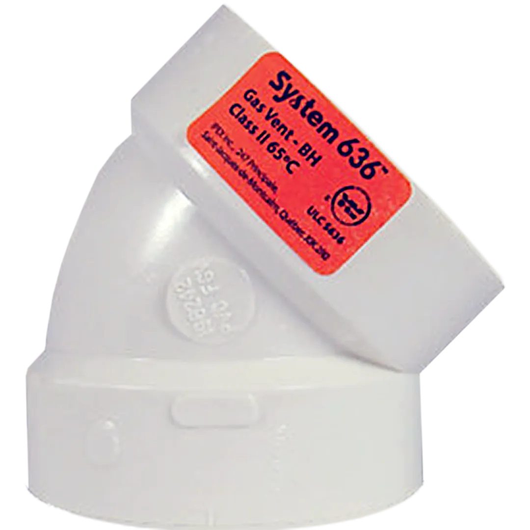 IPEX IPEX System 636 PVC 45° Elbows - Slip x Slip IPEX IPEX System 636 PVC 45° Elbows - Slip x Slip