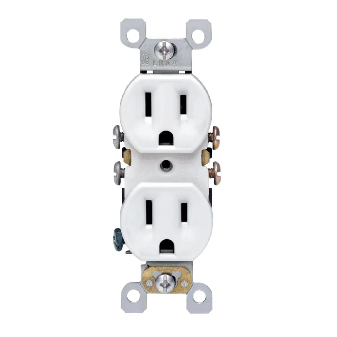 Electrical Duplex Receptacle - White - 15A Electrical Duplex Receptacle - White - 15A
