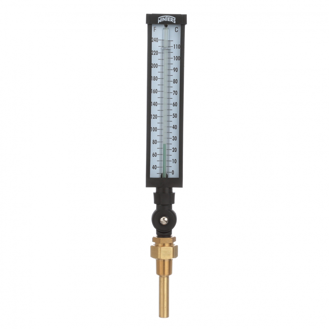 WINTERS Winters TIM 9" Industrial Thermometer With Case And Brass Well WINTERS Winters TIM 9" Industrial Thermometer With Case And Brass Well