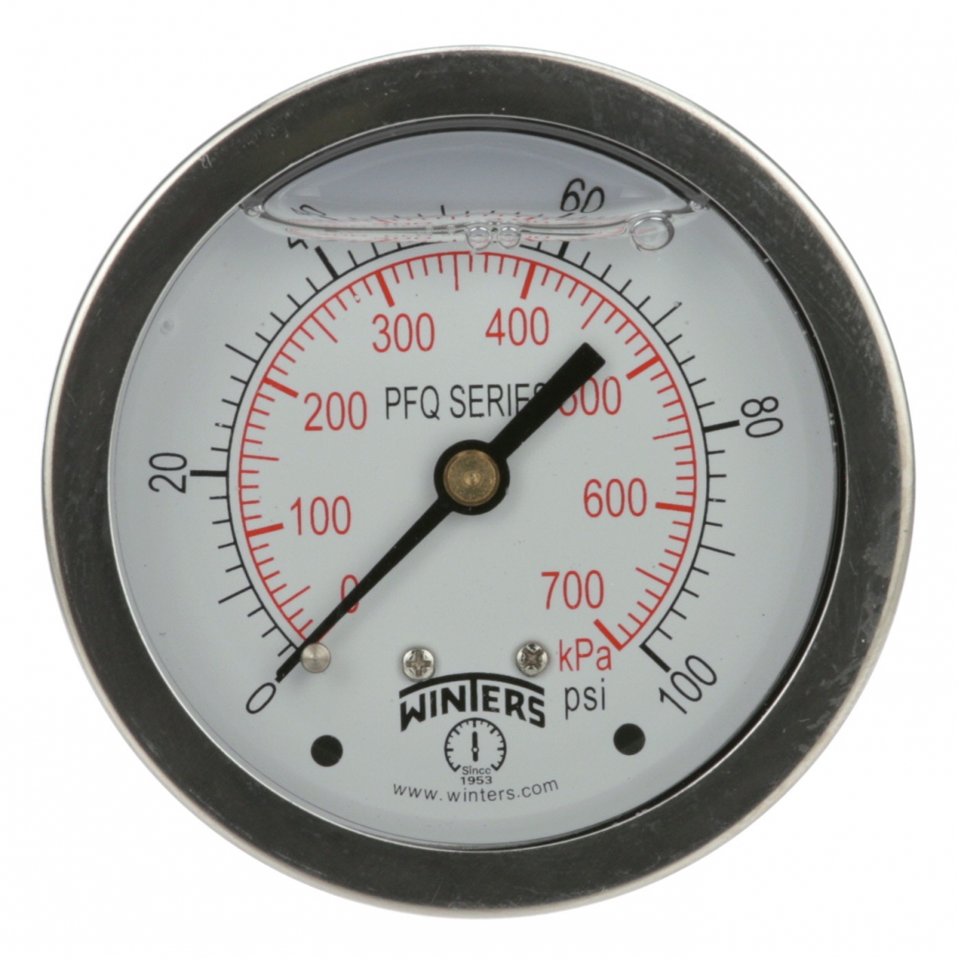 WINTERS WINTERS PFQ Stainless Steel Liquid Filled Pressure Gauges WINTERS WINTERS PFQ Stainless Steel Liquid Filled Pressure Gauges