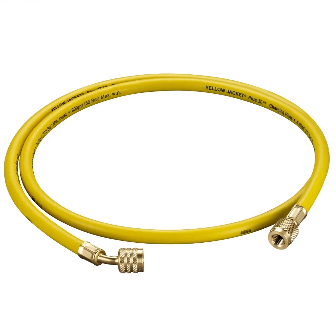 YELLOW JACKET YELLOW JACKET PLUS II A2L Charging Hose, 1/4", 45°, 60" w/Ball Valve YELLOW JACKET YELLOW JACKET PLUS II A2L Charging Hose, 1/4", 45°, 60" w/Ball Valve